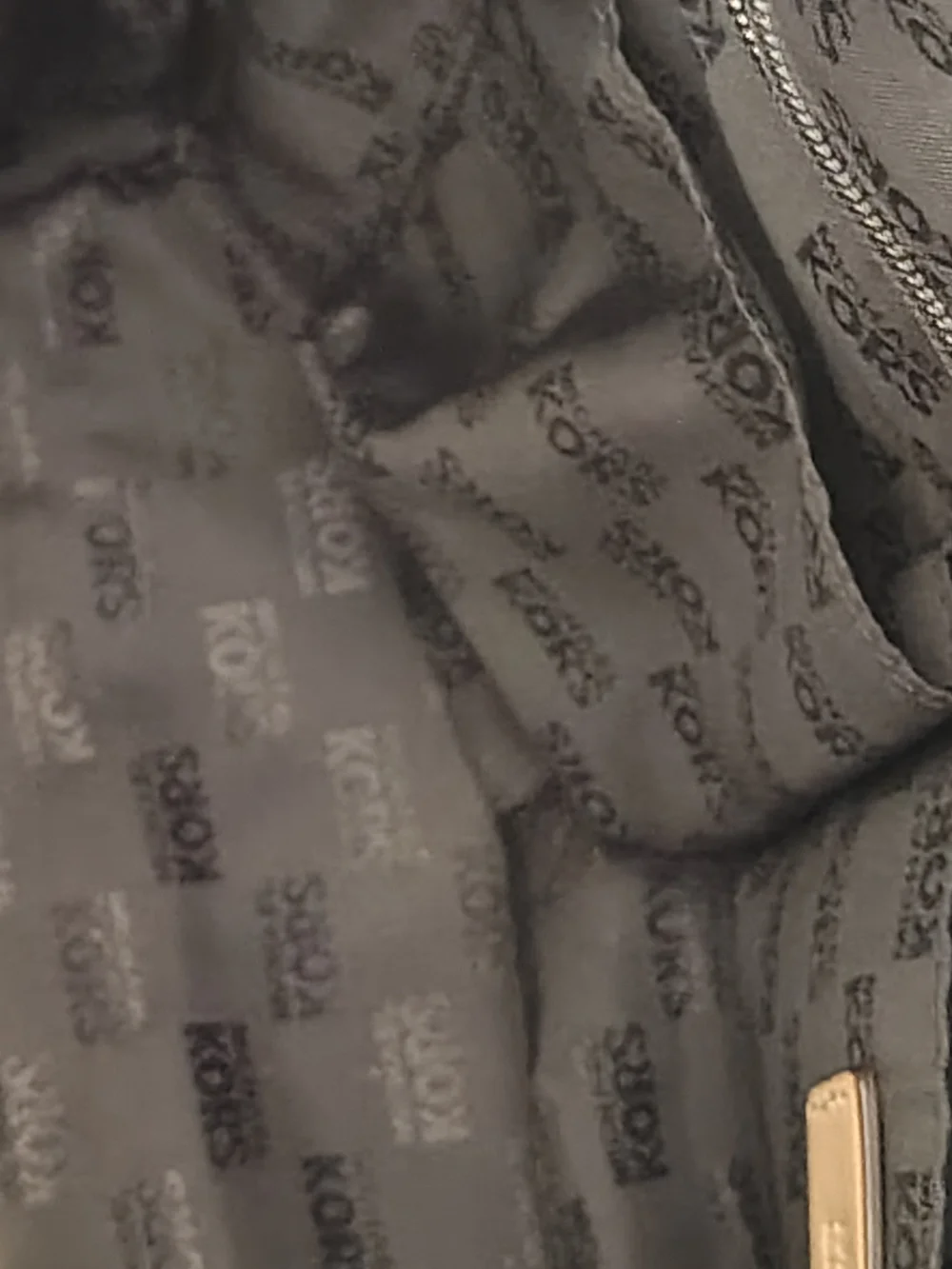 MK Black Patent Tote with Tan Handles